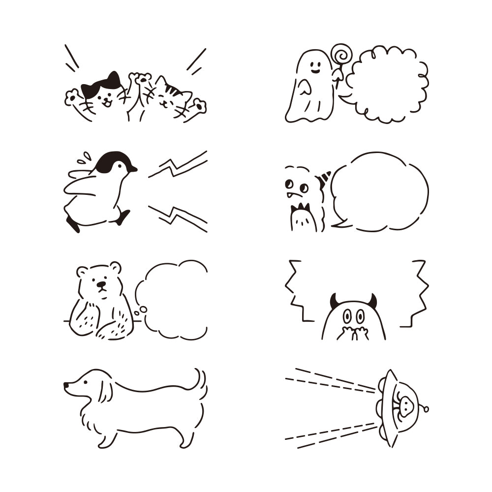 Midori Paintable Rotating Stamp Dial in Speech Bubble — Midori rubber stamp — decorative stamp for journaling and paper craft, at Cityluxe Singapore