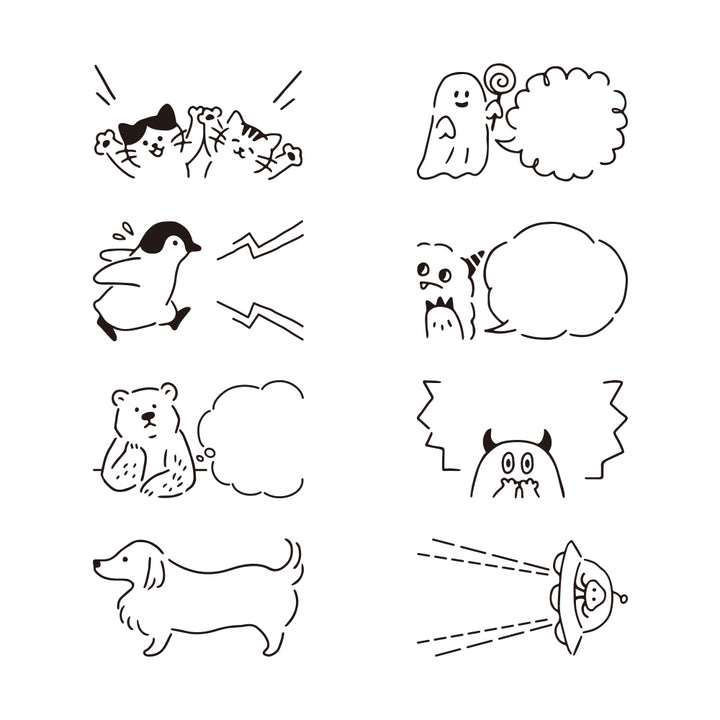 Midori Paintable Rotating Stamp Dial in Speech Bubble — Midori rubber stamp — decorative stamp for journaling and paper craft, at Cityluxe Singapore