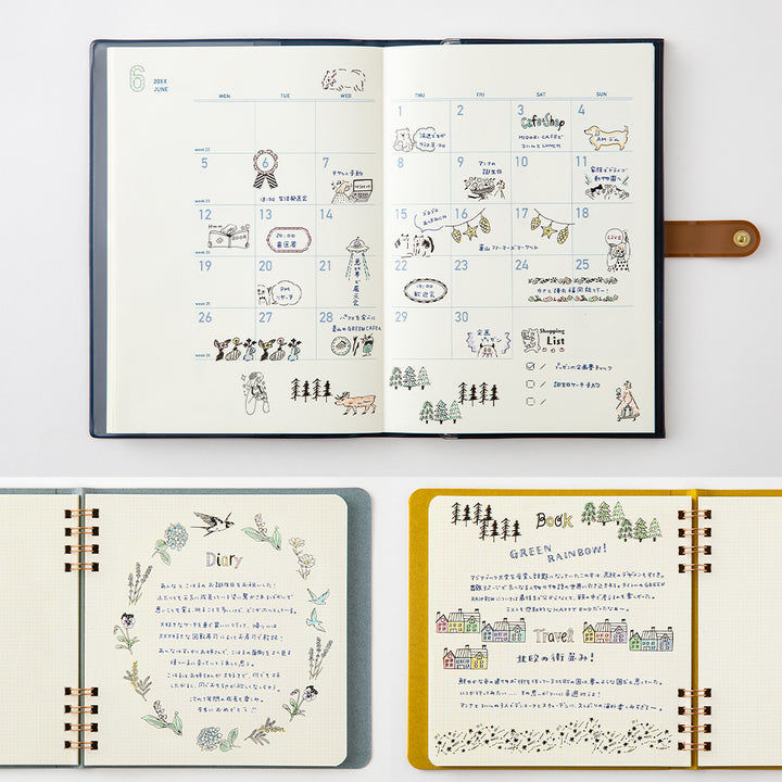 Midori Paintable Rotating Stamp Dial in Title — Midori rubber stamp — decorative stamp for journaling and paper craft, at Cityluxe Singapore