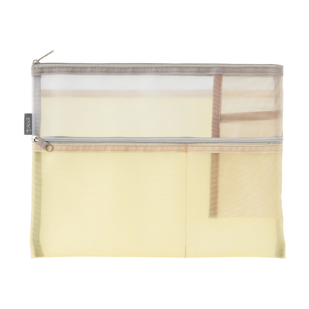 Midori Pen &amp; Tool Pouch (B5) Mesh in Beige — Midori carrying pouch — stationery storage and organisation, at Cityluxe Singapore