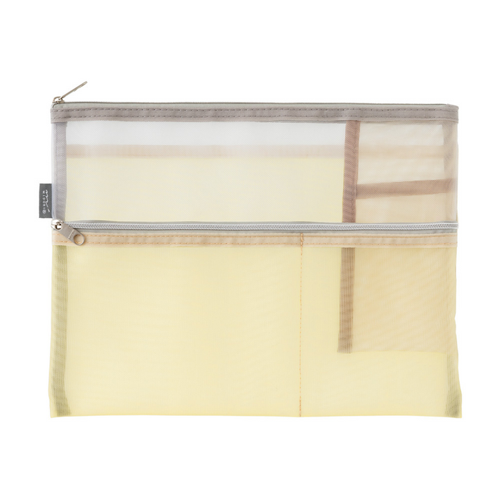 Midori Pen &amp; Tool Pouch (B5) Mesh in Beige — Midori carrying pouch — stationery storage and organisation, at Cityluxe Singapore