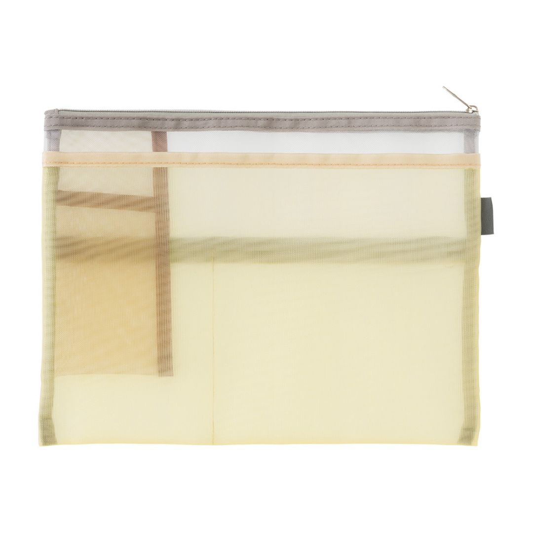 Midori Pen &amp; Tool Pouch (B5) Mesh in Beige — Midori carrying pouch — stationery storage and organisation, at Cityluxe Singapore