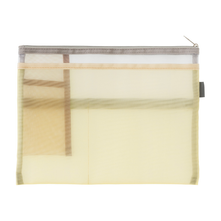 Midori Pen &amp; Tool Pouch (B5) Mesh in Beige — Midori carrying pouch — stationery storage and organisation, at Cityluxe Singapore
