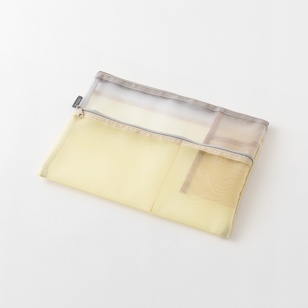 Midori Pen &amp; Tool Pouch (B5) Mesh in Beige — Midori carrying pouch — stationery storage and organisation, at Cityluxe Singapore