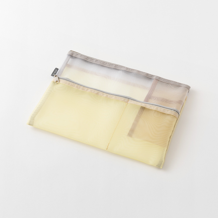 Midori Pen &amp; Tool Pouch (B5) Mesh in Beige — Midori carrying pouch — stationery storage and organisation, at Cityluxe Singapore