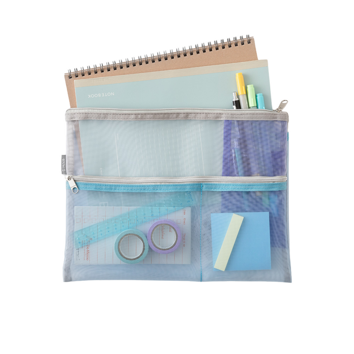 Midori Pen &amp; Tool Pouch (B5) Mesh - Light Blue