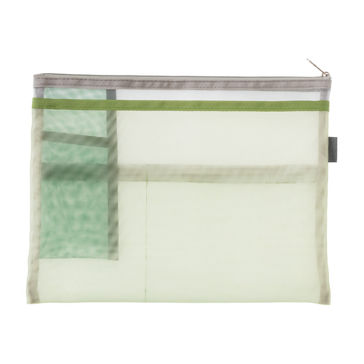 Midori Pen &amp; Tool Pouch (B5) Mesh in Green — Midori carrying pouch — stationery storage and organisation, at Cityluxe Singapore