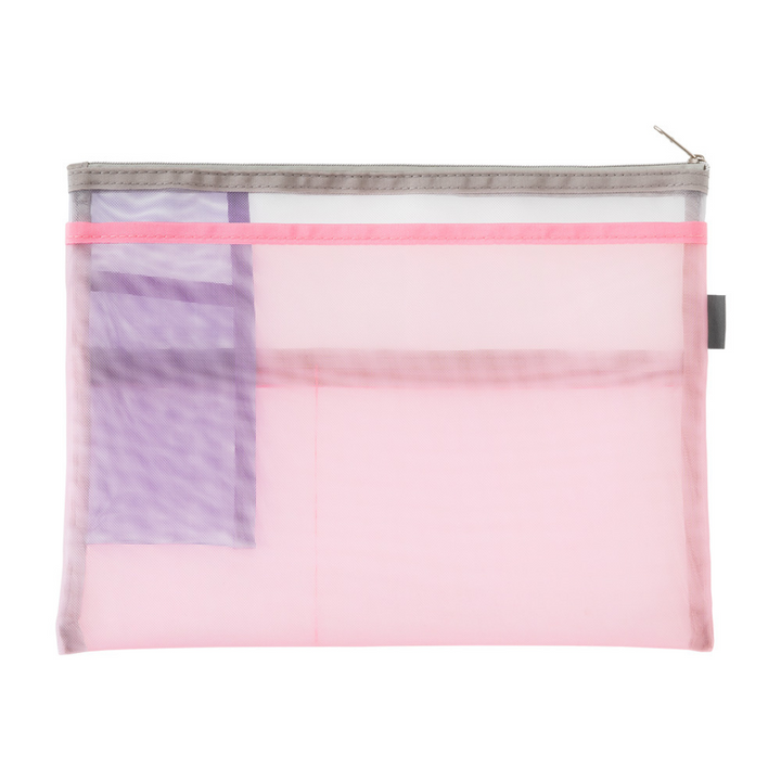 Midori Pen &amp; Tool Pouch (B5) Mesh in Pink — Midori carrying pouch — stationery storage and organisation, at Cityluxe Singapore