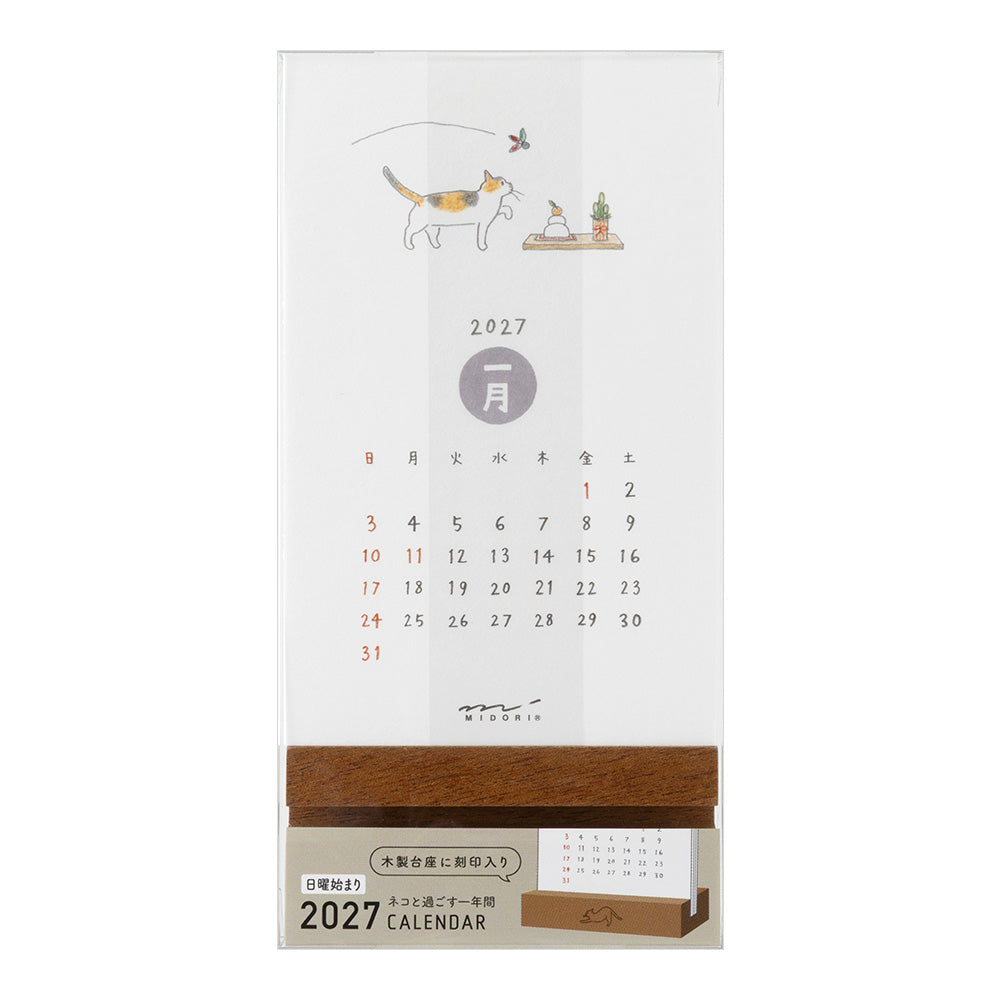 Midori Stand Calendar Cat 2027
