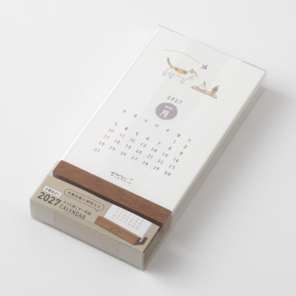 Midori Stand Calendar Cat 2027