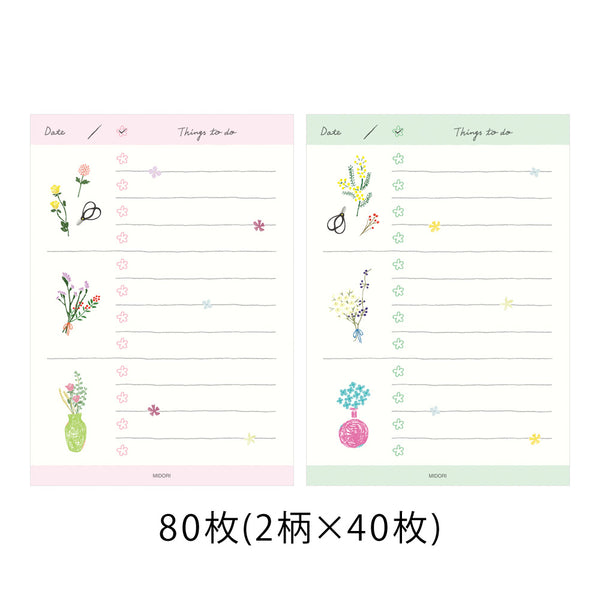 Midori To do Memo Pad - Dried Flower — front view
