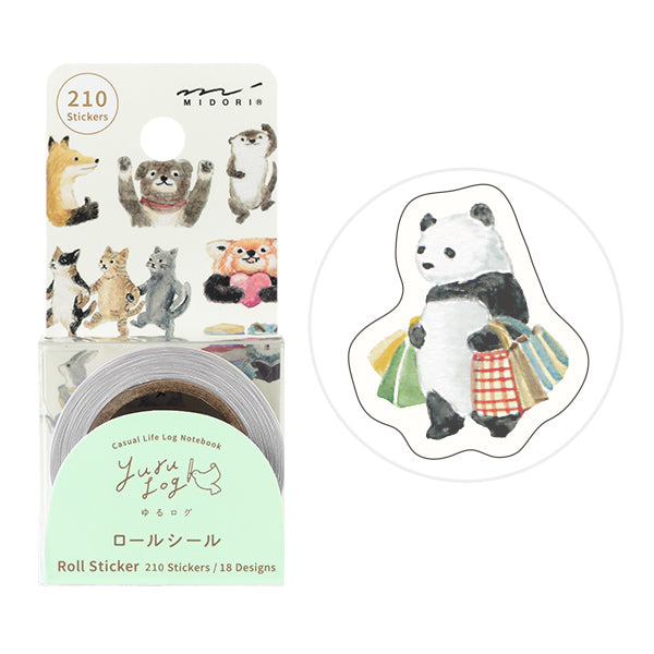 Midori Yuru Log Roll Sticker - Animal Emotions