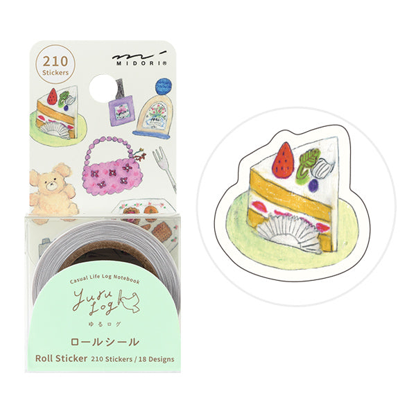 Midori Yuru Log Roll Sticker - Motifs