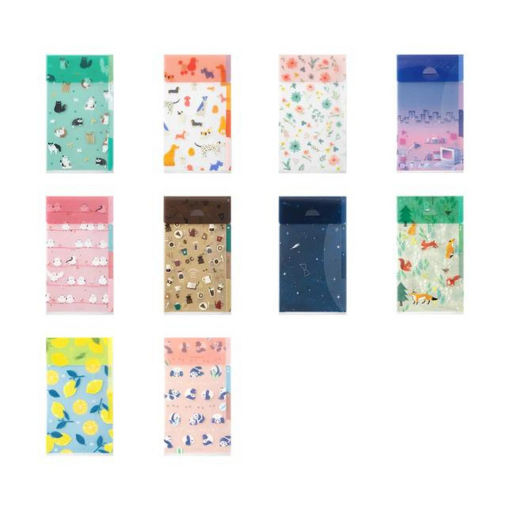 Midori A5 Slim 3 Pockets Clear Folder with Flap in City Pop — Midori file folder — premium stationery and lifestyle, at Cityluxe Singapore