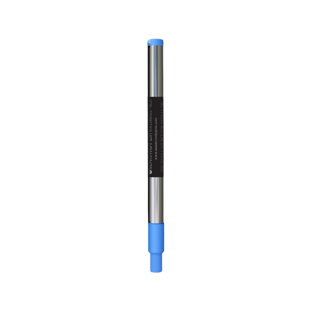 Monteverde Rollerball Pen Refill For Montblanc LeGrand 2 Pack Blister in Medium Point Blue Ink — Monteverde rollerball pen — fluid gel ink writing instrument, at Cityluxe Singapore