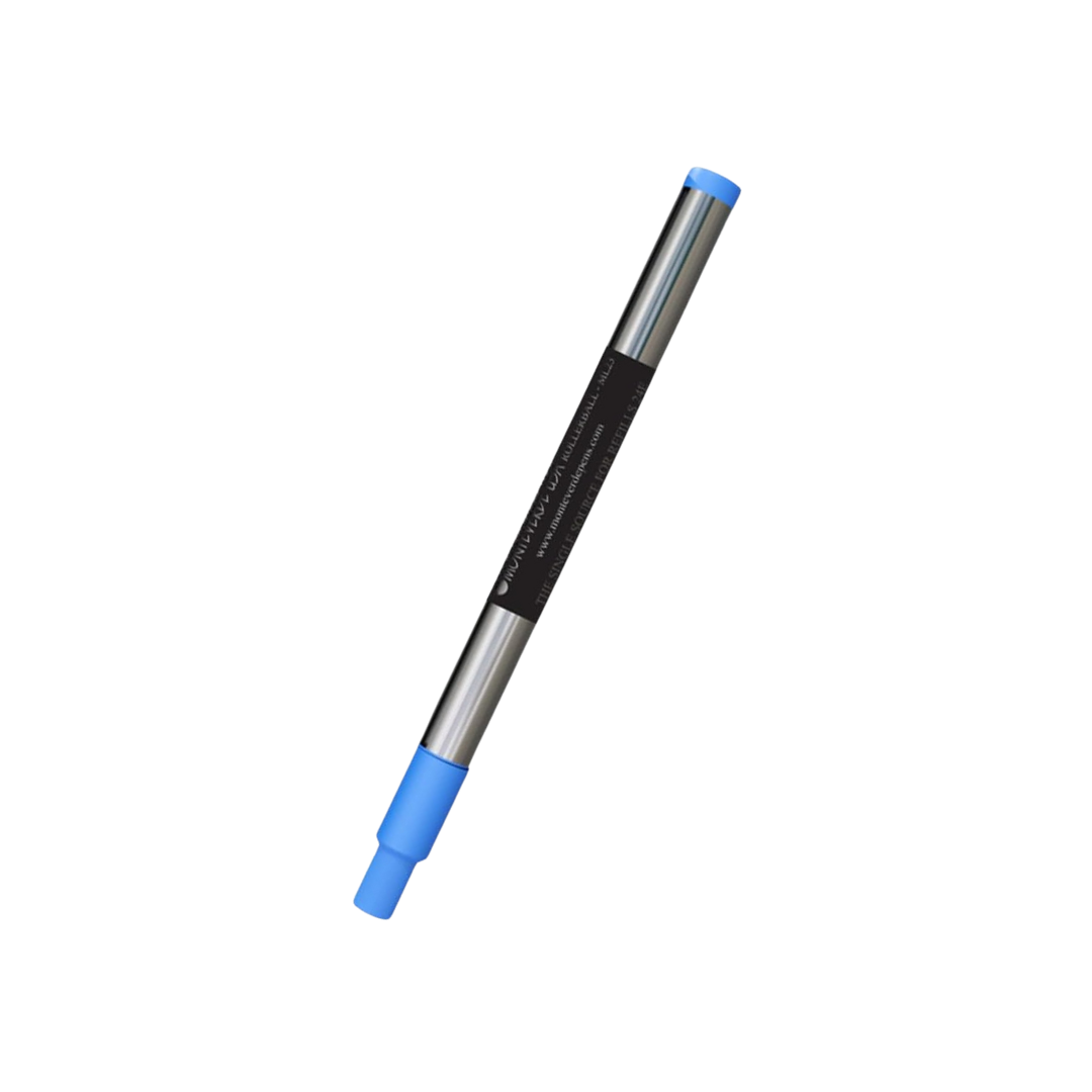 Monteverde Rollerball Pen Refill For Montblanc LeGrand 2 Pack Blister in Medium Point Blue Ink — Monteverde rollerball pen — fluid gel ink writing instrument, at Cityluxe Singapore