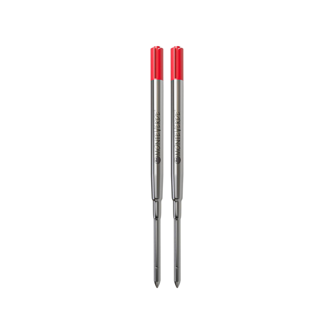 Monteverde Soft Roll Ballpoint Refill To Fit Parker Ballpoint Pen (Pack of 2) in Red / Medium — Monteverde ballpoint pen — reliable smooth-writing everyday pen, at Cityluxe Singapore