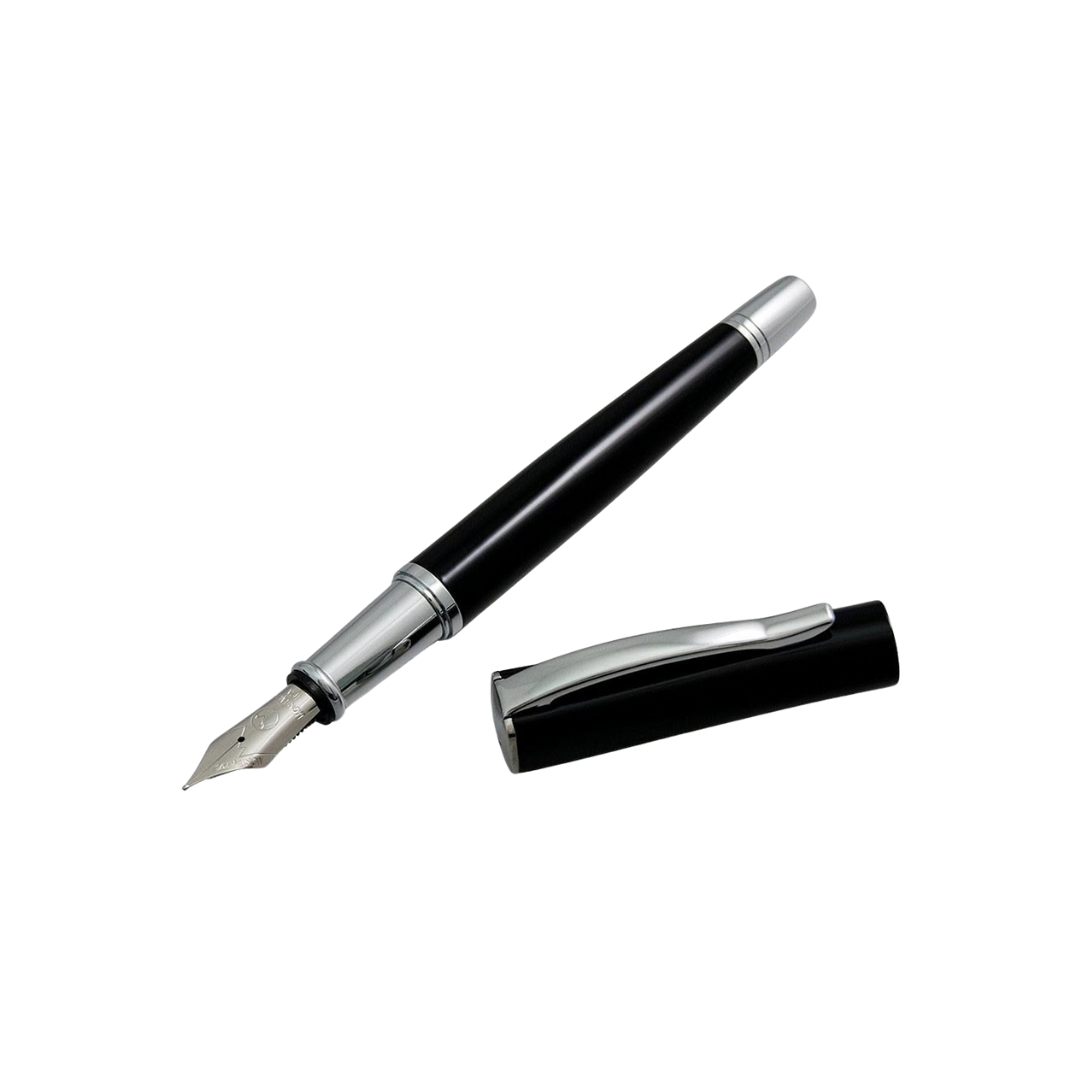 Monteverde Impressa Fountain Pen Black/Chrome Medium — Monteverde fountain pen — precision nib writing instrument, at Cityluxe Singapore stationery store