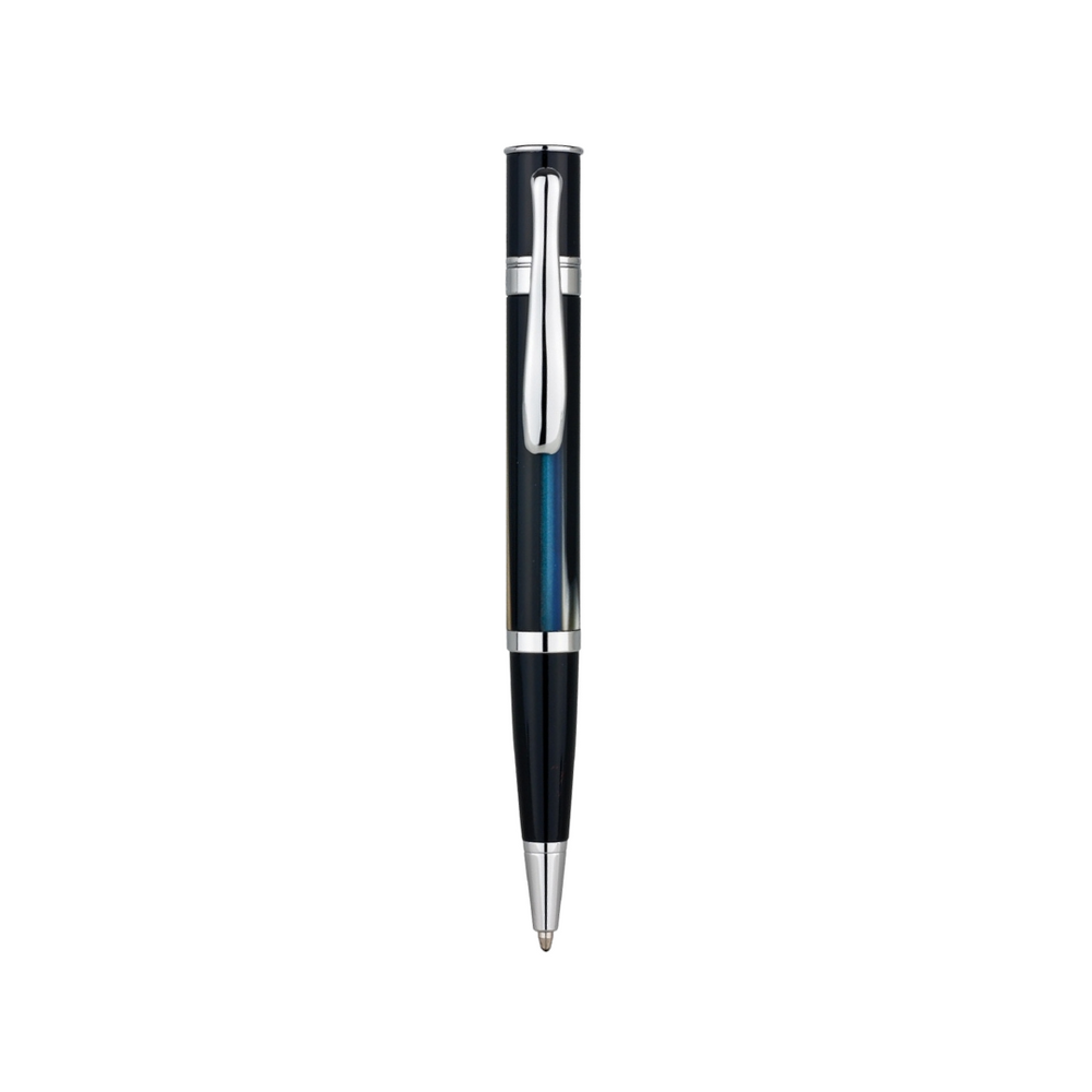 Monteverde Mini Jewelria Striped Ballpoint Pen Blue — uncapped with cap posted