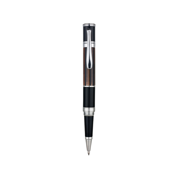 Monteverde Mini Jewelria Striped Rollerball Pen Brown — uncapped with cap posted