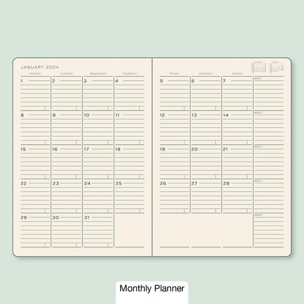 Load image into Gallery viewer, Leuchtturm1917 Monthly Planner With Notebook Softcover 2024 (B5) - Forest Green
