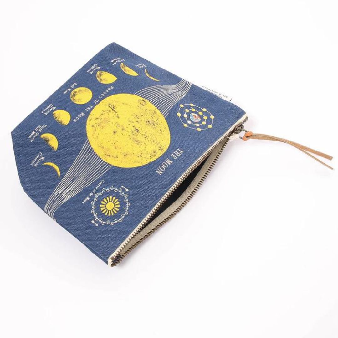 Cavallini Vintage Pouch in Moon Chart — Cavallini carrying pouch — stationery storage and organisation, at Cityluxe Singapore