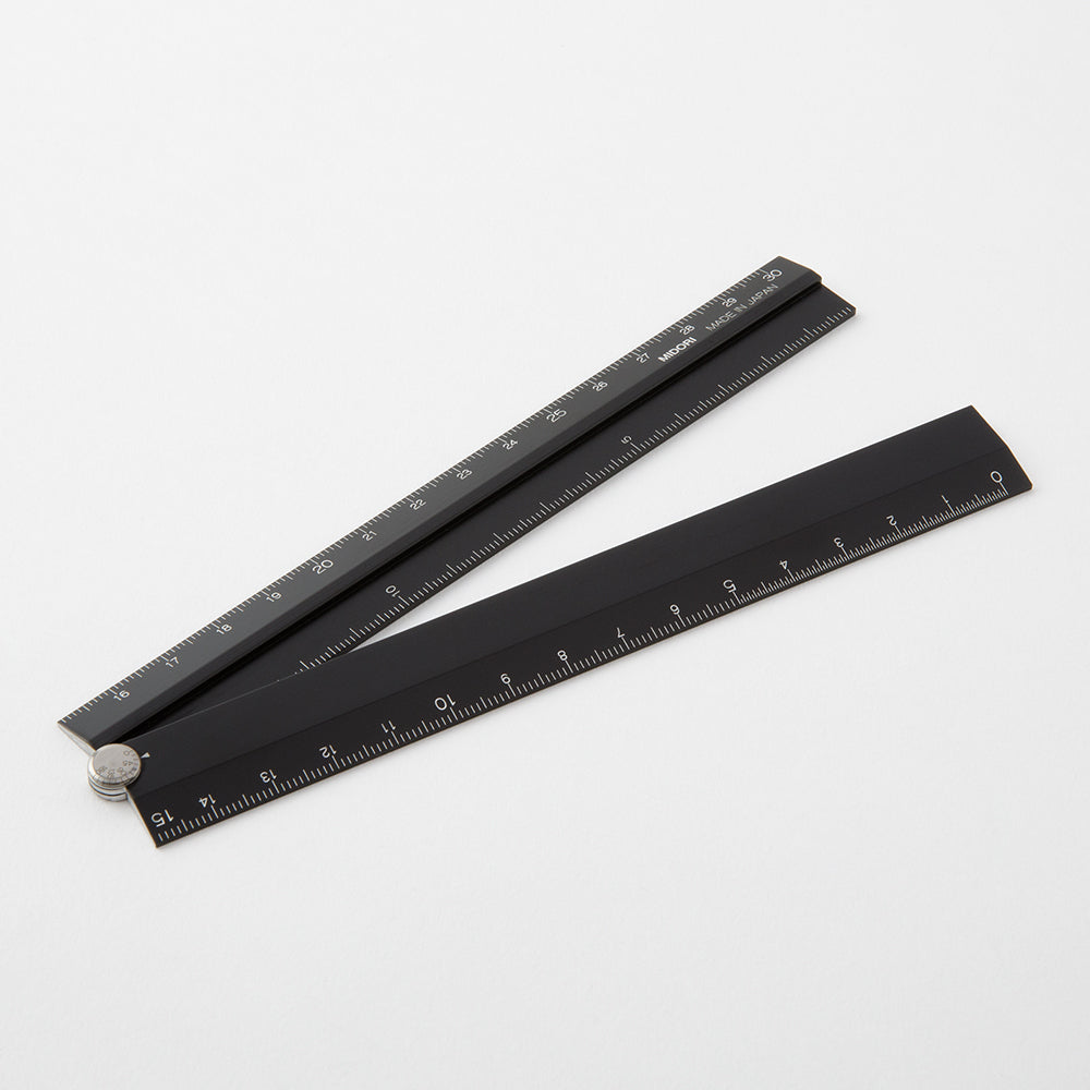 Midori Aluminum Multiple Ruler (30cm) — Midori ruler — precision measuring tool for writing and design, at Cityluxe Singapore