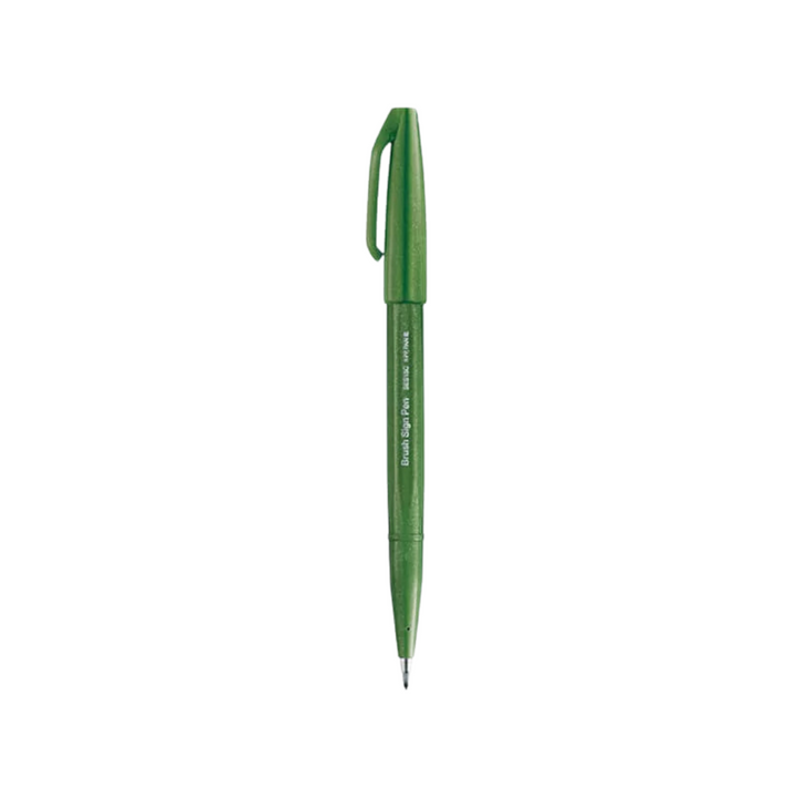 Pentel Touch Brush Sign Pen Olive Green — Pentel brush pen — premium stationery and lifestyle, at Cityluxe Singapore