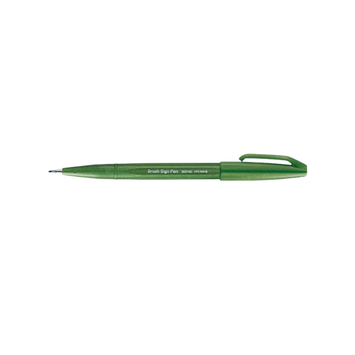 Pentel Touch Brush Sign Pen Olive Green — Pentel brush pen — premium stationery and lifestyle, at Cityluxe Singapore