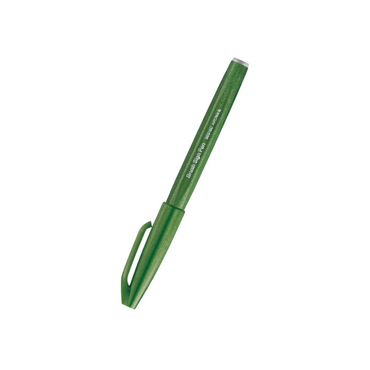 Pentel Touch Brush Sign Pen Olive Green — Pentel brush pen — premium stationery and lifestyle, at Cityluxe Singapore