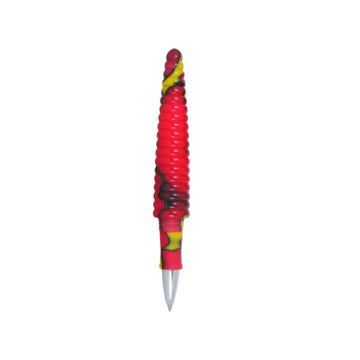 Acme Studio Rollerball Pen in Rings Yellow/Red — Acme Studio rollerball pen — fluid gel ink writing instrument, at Cityluxe Singapore