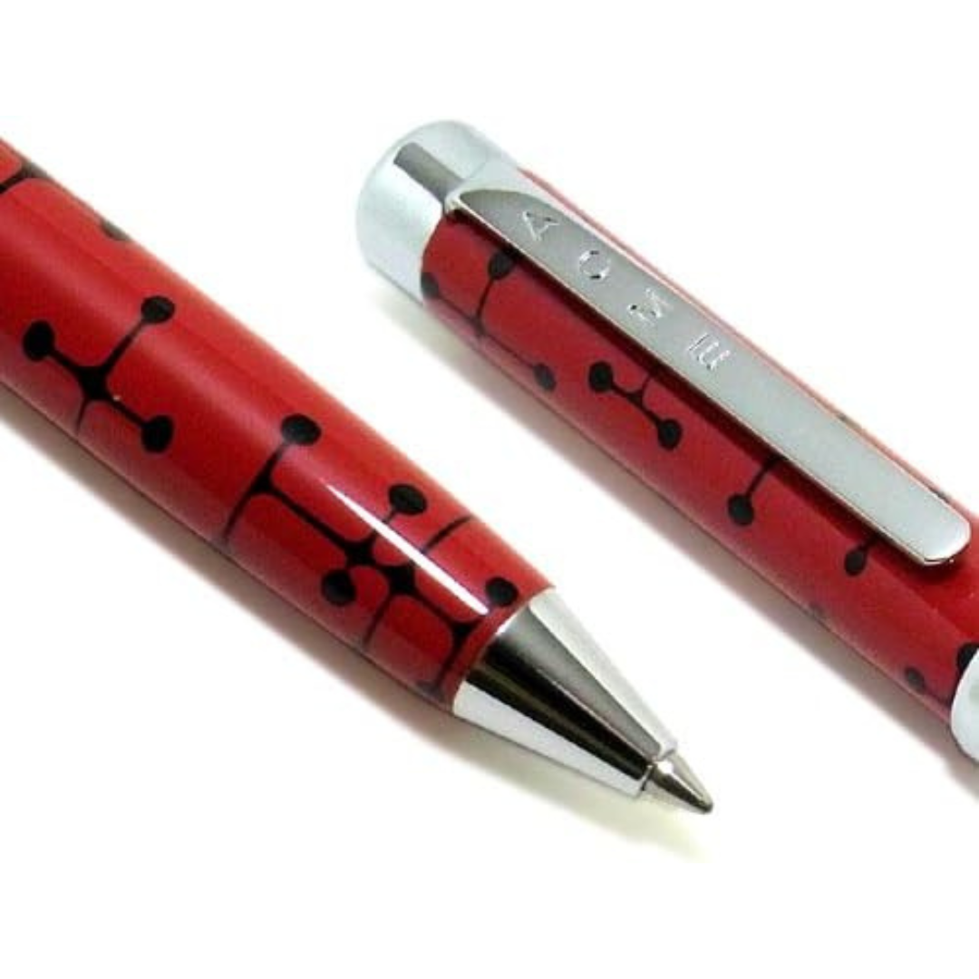 Acme Studio Retractable Ballpoint Pen in Dots Red — Acme Studio ballpoint pen — reliable smooth-writing everyday pen, at Cityluxe Singapore