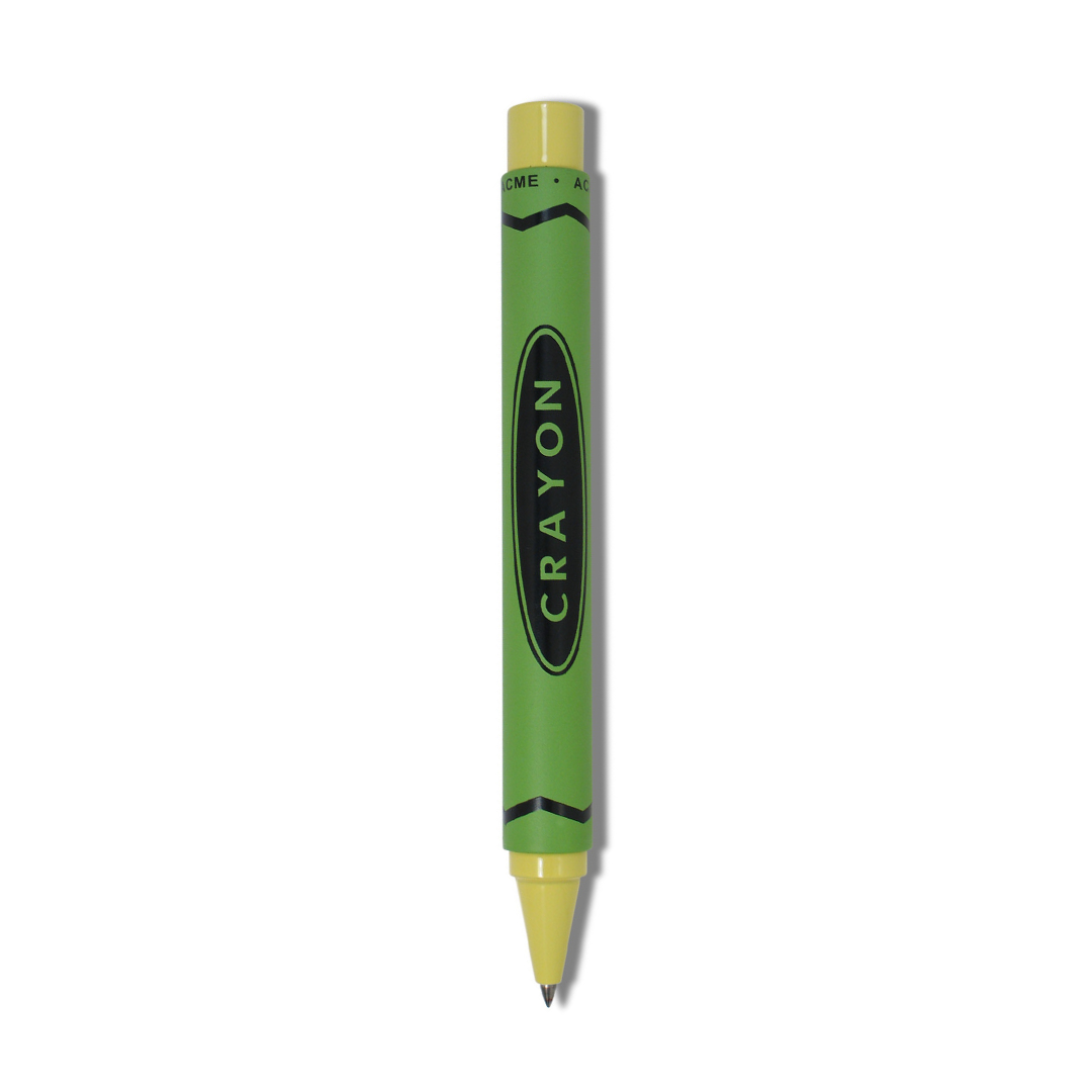 Acme Studio Retractable Rollerball Pen in Crayon Lime Green — Acme Studio rollerball pen — fluid gel ink writing instrument, at Cityluxe Singapore