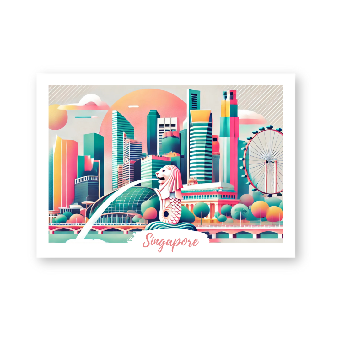 Postcard in Merlion Skyline — WhereTo postcard — premium stationery and lifestyle, at Cityluxe Singapore