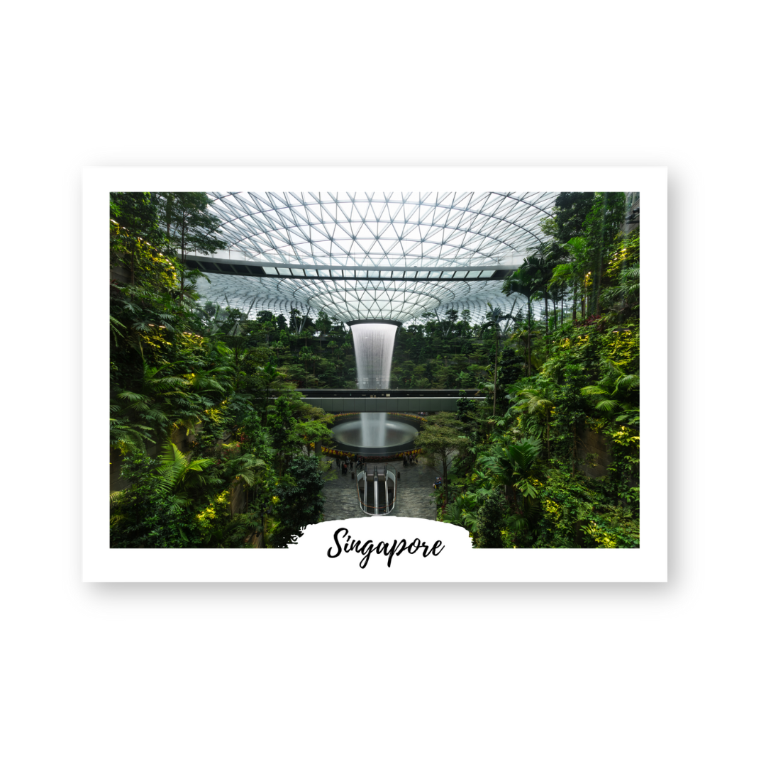 Postcard in Jewel Rain Vortex — WhereTo postcard — premium stationery and lifestyle, at Cityluxe Singapore