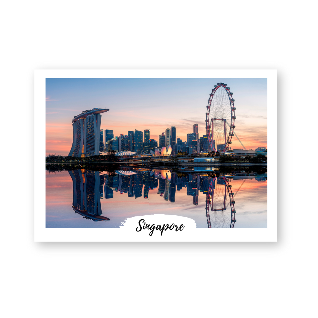 Postcard in Bay view, sunset — WhereTo postcard — premium stationery and lifestyle, at Cityluxe Singapore