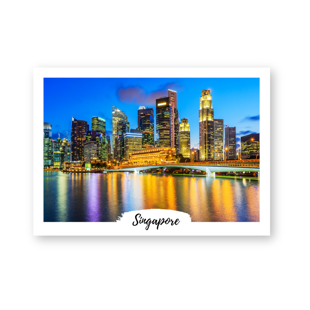 Postcard in City view, night reflection — WhereTo postcard — premium stationery and lifestyle, at Cityluxe Singapore