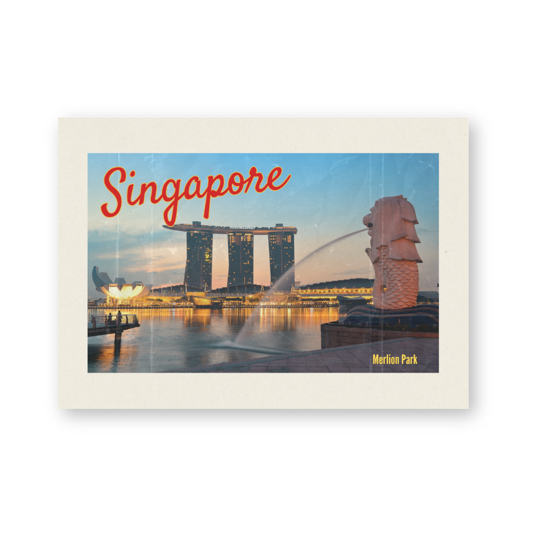 Postcard - Vintage Merlion Eve