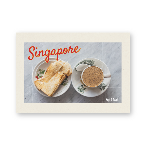 Postcard in Vintage Kopi Toast — WhereTo postcard — premium stationery and lifestyle, at Cityluxe Singapore