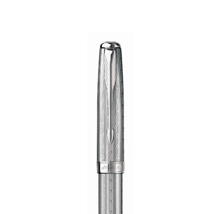 Parker Sonnet II Chrome Silvery Fountain Pen with Chrome Trims — Parker fountain pen — precision nib writing instrument, at Cityluxe Singapore stationery store