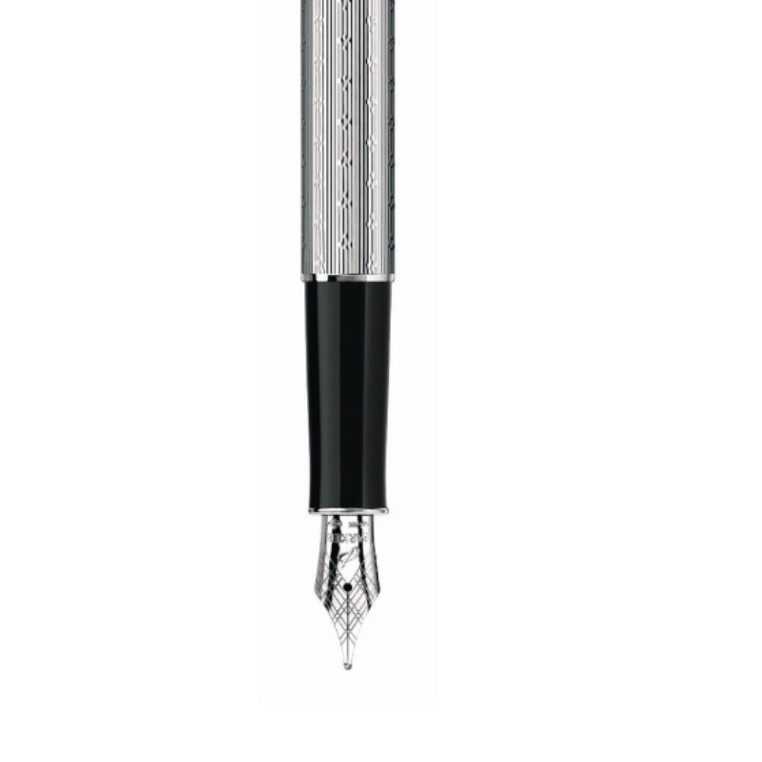 Parker Sonnet II Chrome Silvery Fountain Pen with Chrome Trims — Parker fountain pen — precision nib writing instrument, at Cityluxe Singapore stationery store