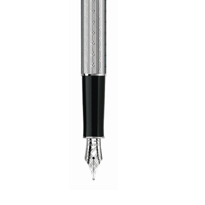 Parker Sonnet II Chrome Silvery Fountain Pen with Chrome Trims — Parker fountain pen — precision nib writing instrument, at Cityluxe Singapore stationery store