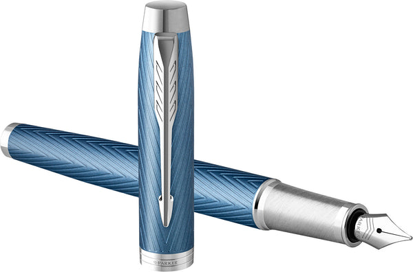 Load image into Gallery viewer, Parker IM Premium Fountain Pen - Blue Grey with Chrome Trims
