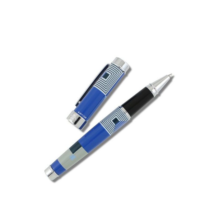 Acme Studio Rollerball Pen - Biltmore Blue — writing at an angle