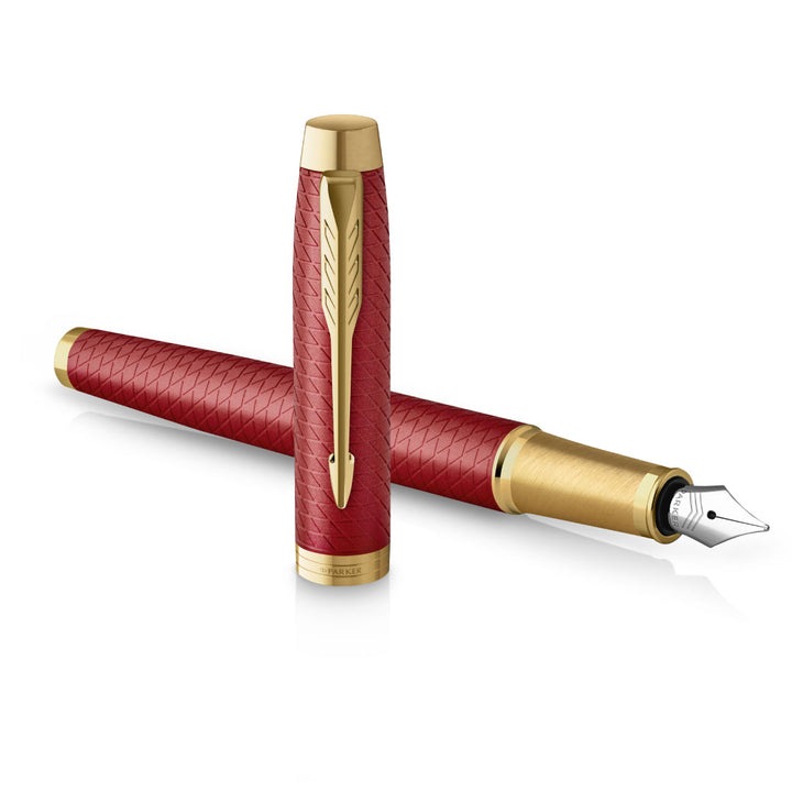 Parker IM Premium Fountain Pen - Red with Gold Trims