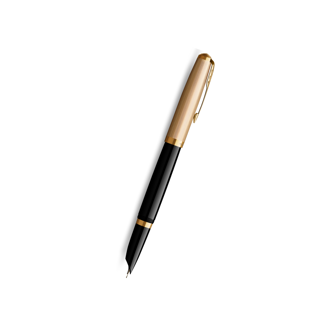 Parker 51 Deluxe Premium Black GT 18k Gold Nib Fountain Pen in Fine Nib — Parker fountain pen — precision nib writing instrument, at Cityluxe Singapore stationery store