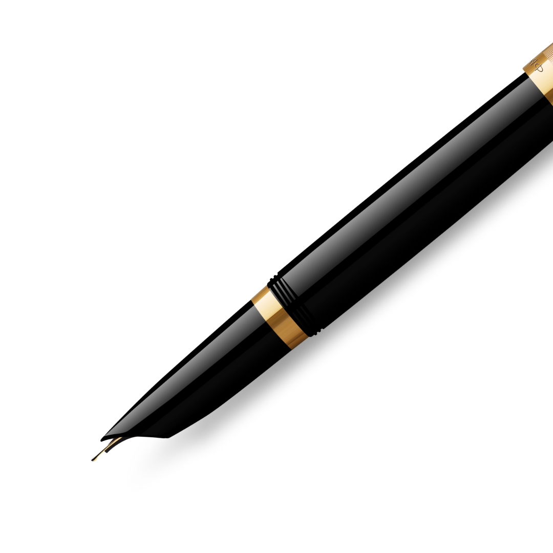 Parker 51 Deluxe Premium Black GT 18k Gold Nib Fountain Pen in Fine Nib — Parker fountain pen — precision nib writing instrument, at Cityluxe Singapore stationery store