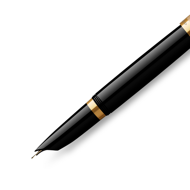 Parker 51 Deluxe Premium Black GT 18k Gold Nib Fountain Pen in Fine Nib — Parker fountain pen — precision nib writing instrument, at Cityluxe Singapore stationery store