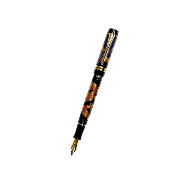 Parker Duofold Golden Dragon Makie Fountain Pen in Medium Nib (FPD 2024) — Parker fountain pen — precision nib writing instrument, at Cityluxe Singapore stationery store
