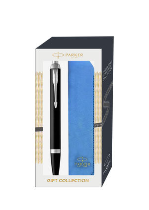 Parker IM Essential Matte Black Chrome Trim Ballpen With Pen Sleeve Gift Set